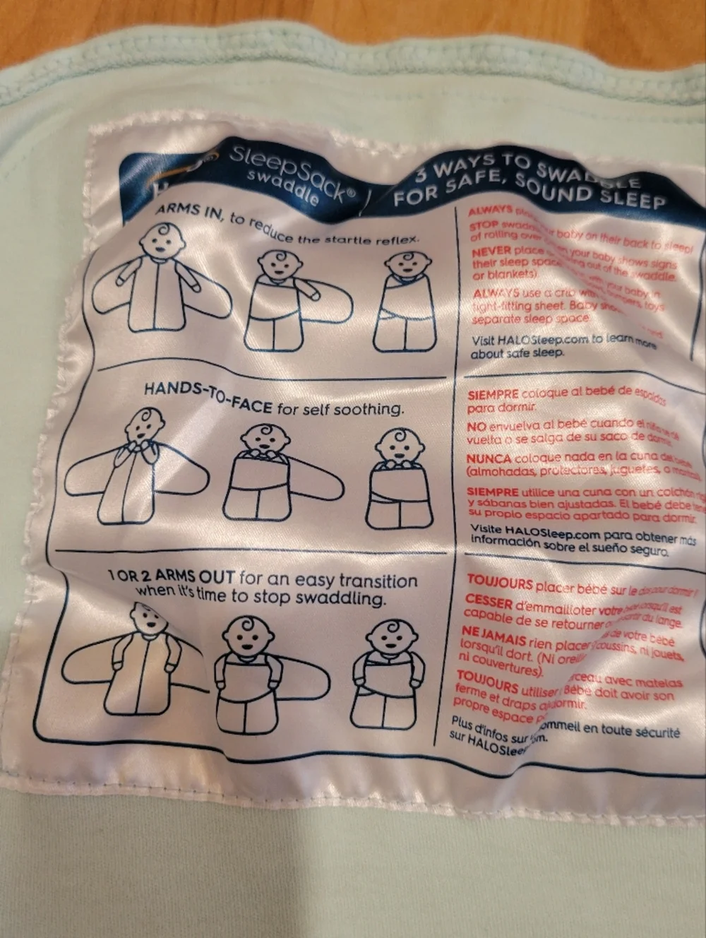 HALO Sleepsack Swaddle 100% Cotton Mint Size Newborn 0-3 Months